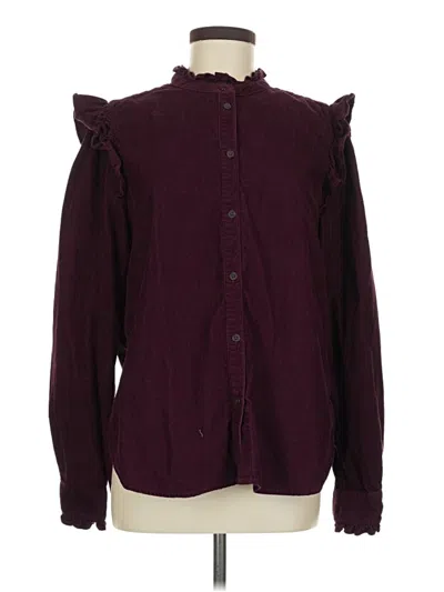 Pre-owned Gap Long Sleeve Blouse In Burgundy
