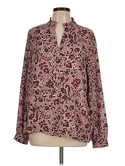 Pre-owned Gap Long Sleeve Blouse In Burgundy
