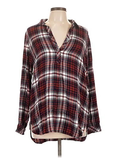 Pre-owned Gap Long Sleeve Blouse In Burgundy