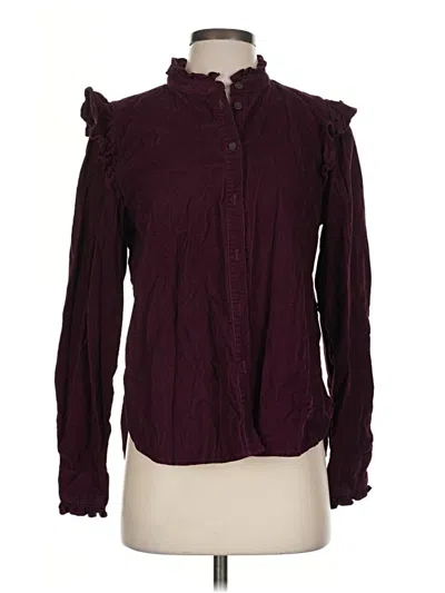 Pre-owned Gap Long Sleeve Blouse In Burgundy