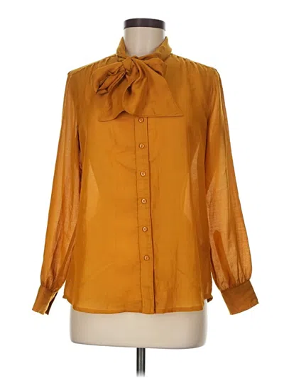 Pre-owned Gap Long Sleeve Blouse In Gold