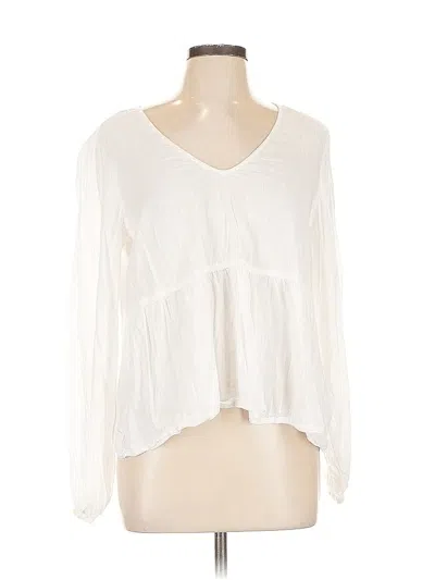 Pre-owned Gap Long Sleeve Blouse In White