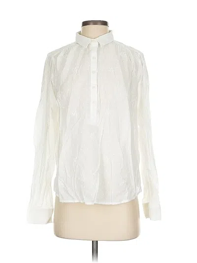 Pre-owned Gap Long Sleeve Blouse In White