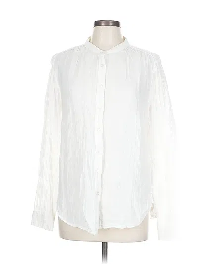 Pre-owned Gap Long Sleeve Blouse In White