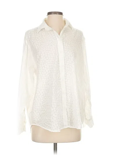 Pre-owned Gap Long Sleeve Blouse In White