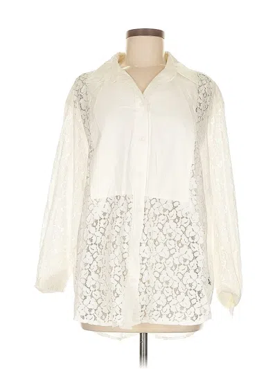 Pre-owned Gap Long Sleeve Blouse In White