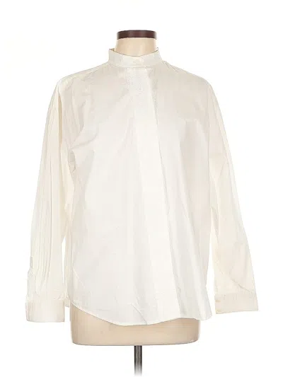 Pre-owned Gap Long Sleeve Blouse In White