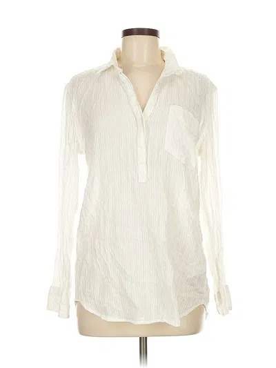 Pre-owned Gap Long Sleeve Blouse In White