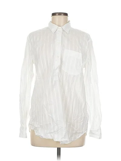 Pre-owned Gap Long Sleeve Blouse In White