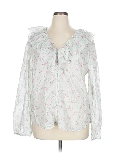Pre-owned Gap Long Sleeve Blouse In White