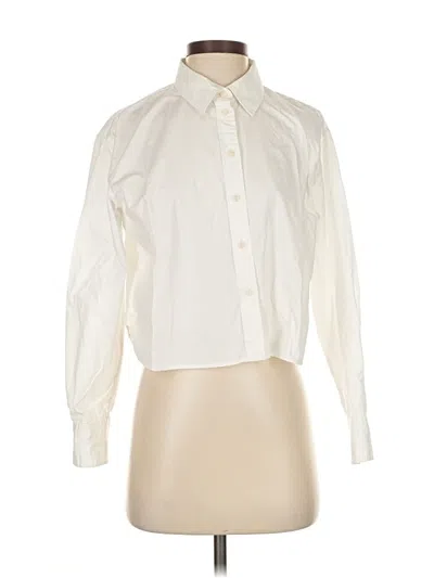Pre-owned Gap Long Sleeve Blouse In White