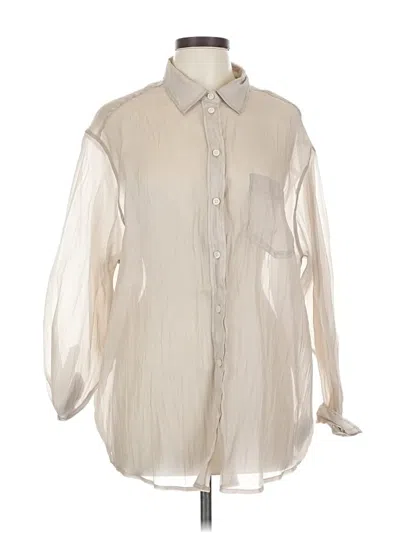Pre-owned Gap Long Sleeve Blouse In White