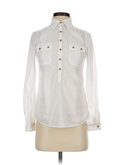 Pre-owned Gap Long Sleeve Blouse In White