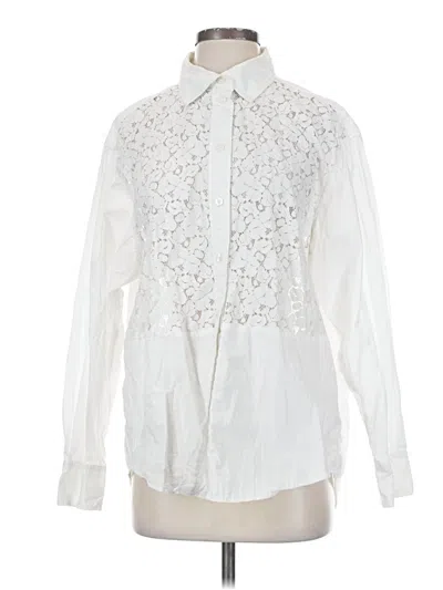Pre-owned Gap Long Sleeve Blouse In White