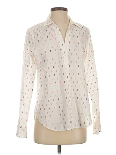 Pre-owned Gap Long Sleeve Blouse In White