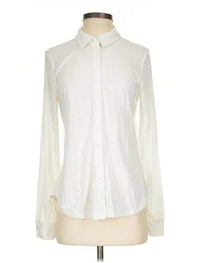 Pre-owned Gap Long Sleeve Blouse In White