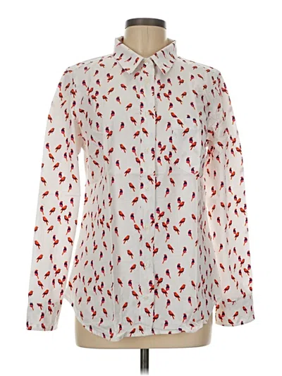 Pre-owned Gap Long Sleeve Blouse In White