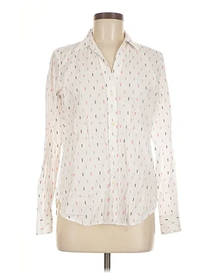 Pre-owned Gap Long Sleeve Blouse In White