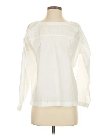 Pre-owned Gap Long Sleeve Blouse In White