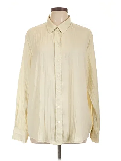 Pre-owned Gap Long Sleeve Blouse In White