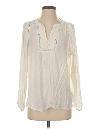 Pre-owned Gap Long Sleeve Blouse In White