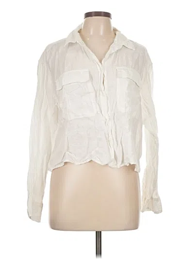Pre-owned Gap Long Sleeve Blouse In White