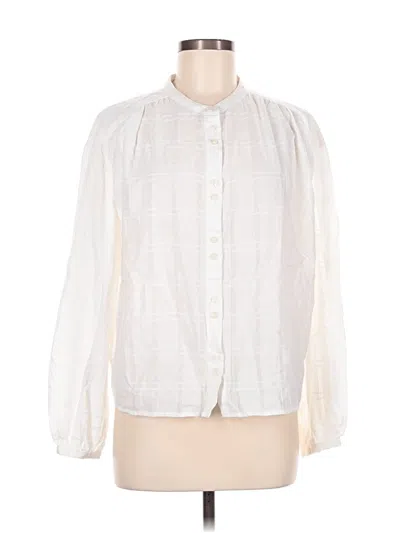 Pre-owned Gap Long Sleeve Blouse In White
