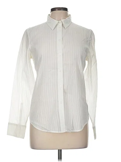 Pre-owned Gap Long Sleeve Blouse In White