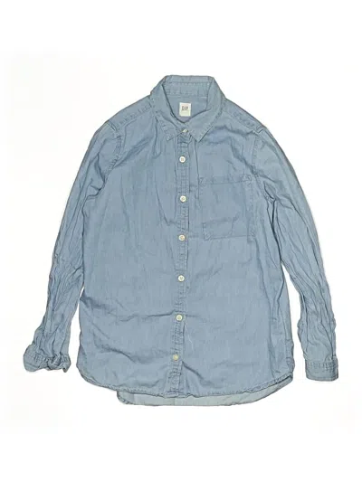 Pre-owned Gap Kids' Long Sleeve Button Down Shirt In Blue
