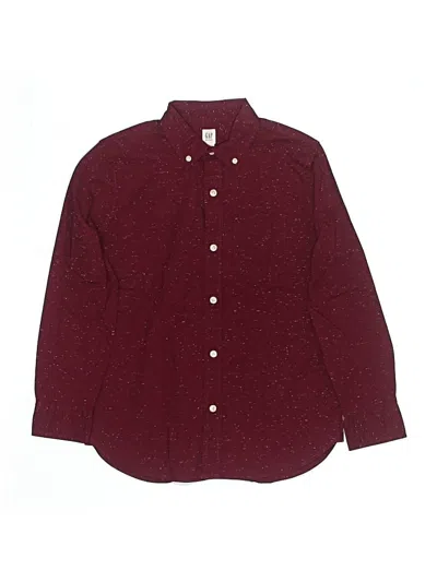Pre-owned Gap Kids' Long Sleeve Button Down Shirt In Burgundy