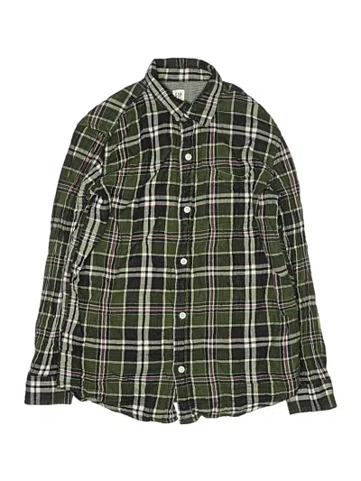Pre-owned Gap Kids' Long Sleeve Button Down Shirt In Green