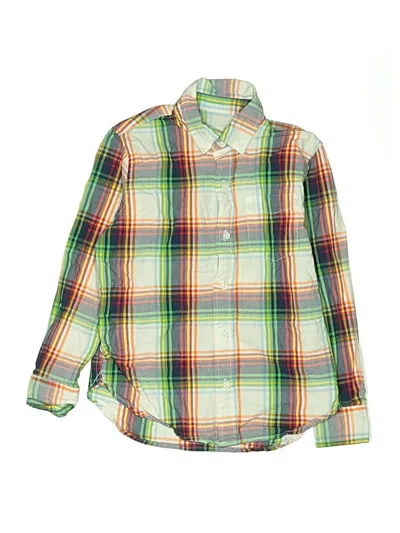 Pre-owned Gap Kids' Long Sleeve Button Down Shirt In Green