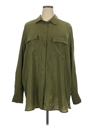 Gap Long Sleeve Button Down Shirt In Green