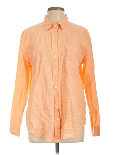 Gap Long Sleeve Button Down Shirt In Orange