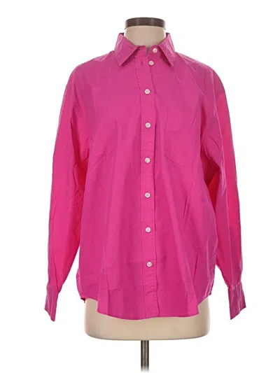 Gap Long Sleeve Button Down Shirt In Pink