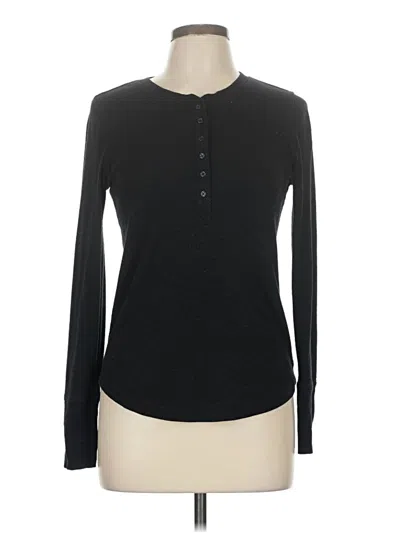 Pre-owned Gap Long Sleeve Henley Shirt In Black
