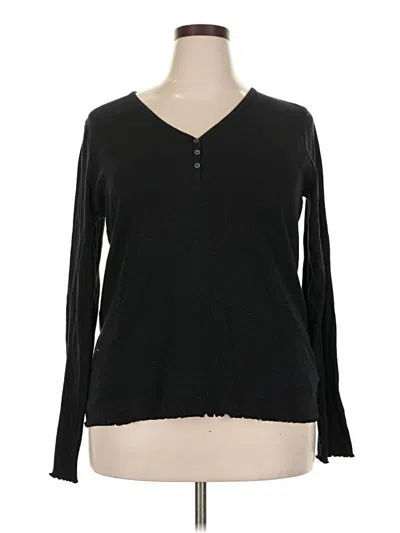 Pre-owned Gap Long Sleeve Henley Shirt In Black