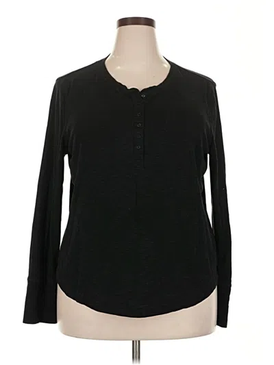Pre-owned Gap Long Sleeve Henley Shirt In Black
