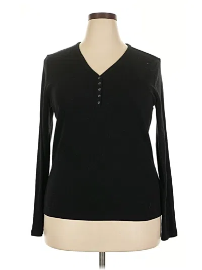 Pre-owned Gap Long Sleeve Henley Shirt In Black