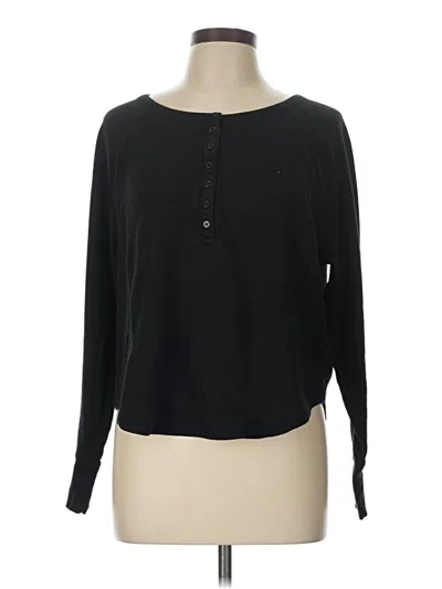 Pre-owned Gap Long Sleeve Henley Shirt In Black
