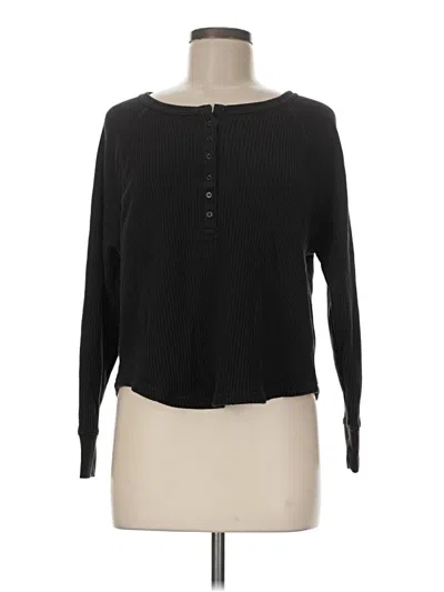Pre-owned Gap Long Sleeve Henley Shirt In Black