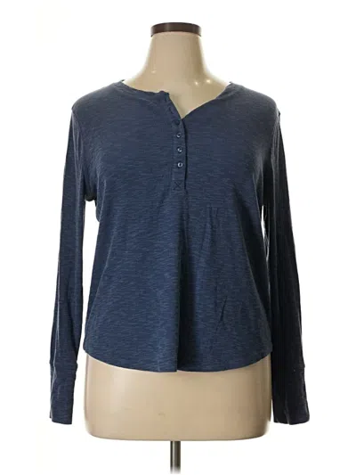 Pre-owned Gap Long Sleeve Henley Shirt In Blue