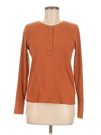 Pre-owned Gap Long Sleeve Henley Shirt In Brown