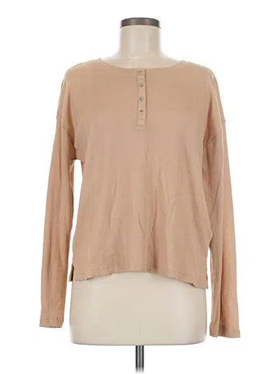 Pre-owned Gap Long Sleeve Henley Shirt In Brown
