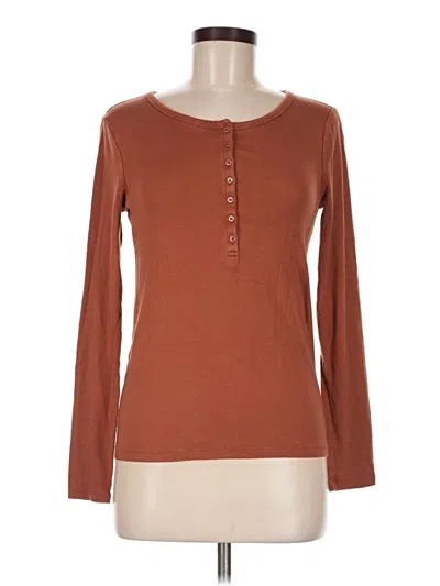 Pre-owned Gap Long Sleeve Henley Shirt In Brown