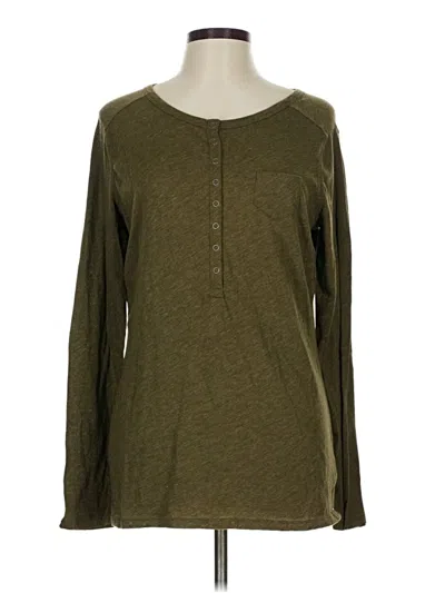 Pre-owned Gap Long Sleeve Henley Shirt In Green