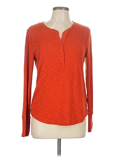 Pre-owned Gap Long Sleeve Henley Shirt In Orange