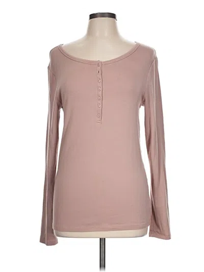Pre-owned Gap Long Sleeve Henley Shirt In Pink