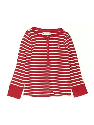 Pre-owned Gap Kids' Long Sleeve Henley Shirt In Red