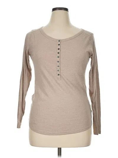 Pre-owned Gap Long Sleeve Henley Shirt In Tan